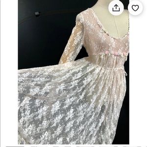 vintage 1990s Y2K nightgown / JONQUIL Diane Samandi white sheer lace house dress